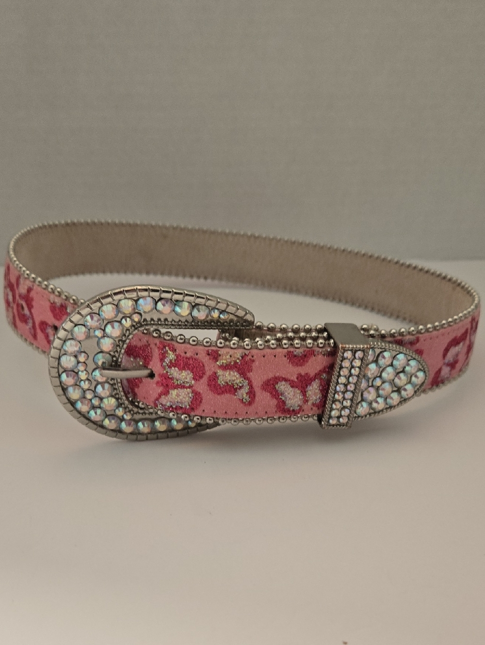 Blazin Roxx Pink Jeweled Leopard Western-Style Kids Belt